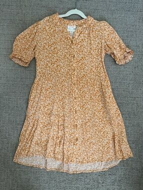 Cat & Jack Mustard Floral Button-Down Fall Dress